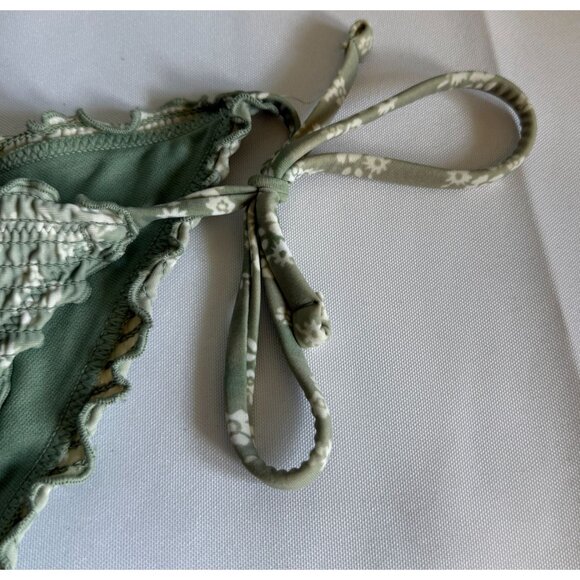 Hollister 2pc Swimsut Bikini Green Women Medium Triangle Silhouette Smocked - Picture 11 of 14